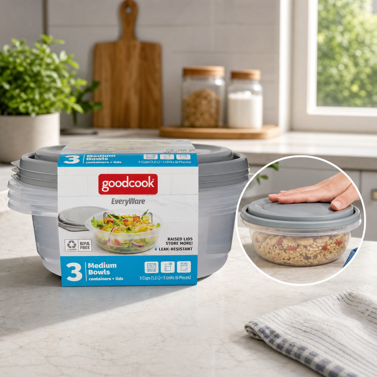 Food Storage Order - 6개입 원형 5컵 음식 보관 용기(뚜껑
