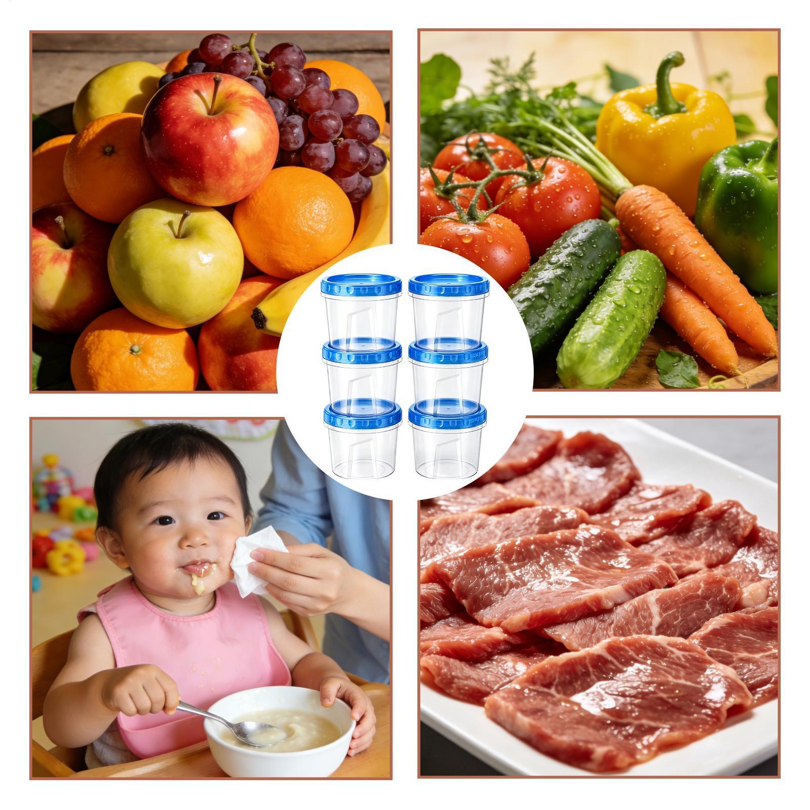 Food Storage Refrigerator - 식품 보관용 냉동고 용기 6개 16온스