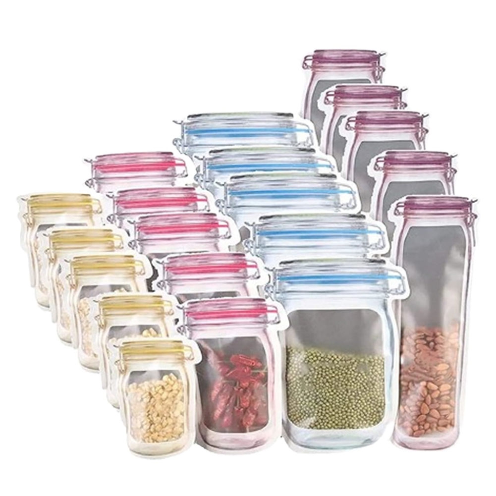 Food Storage Zipper Bags - 재사용 가능한 메이슨 병 지퍼백 메이슨