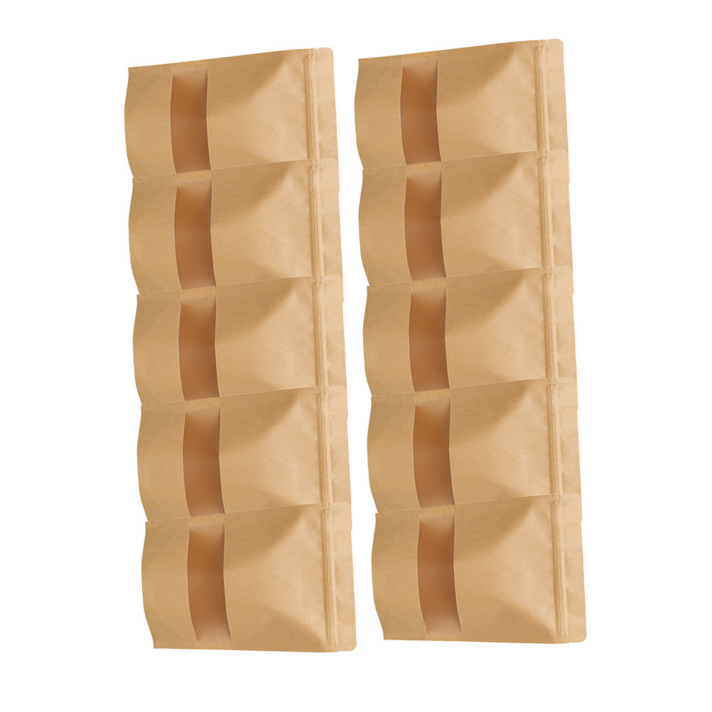 Food Storage Zipper Bags - 50개입 식품 보관용 크라프트 종이봉투, 지퍼