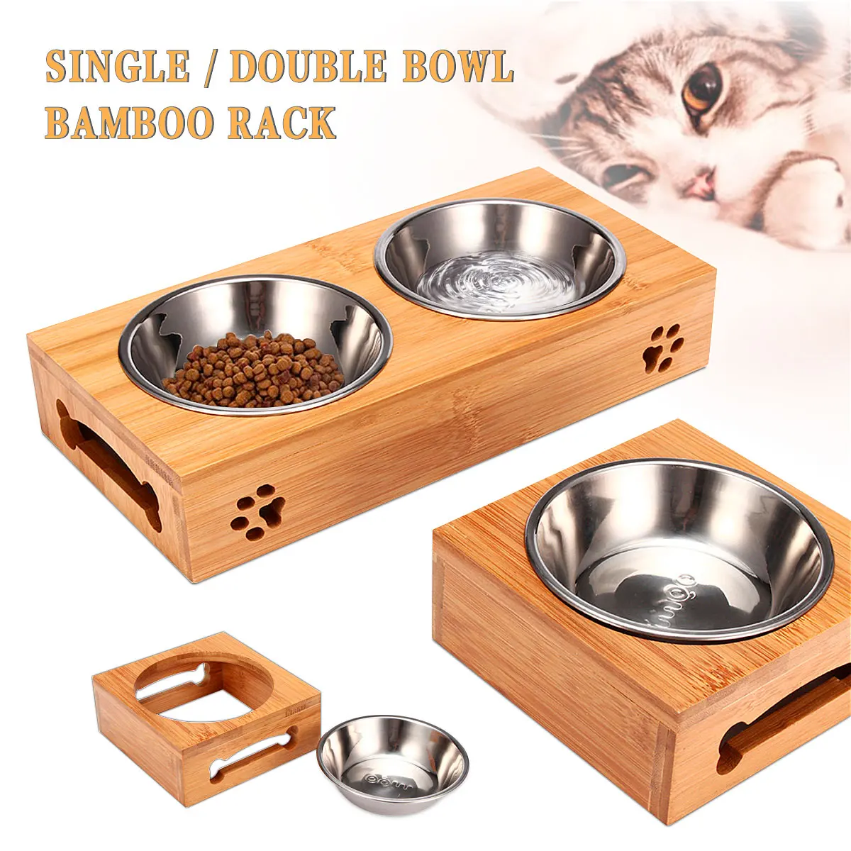 Food Storage Food Safety - 애완 고양이 그릇 곰 모양 대나무
