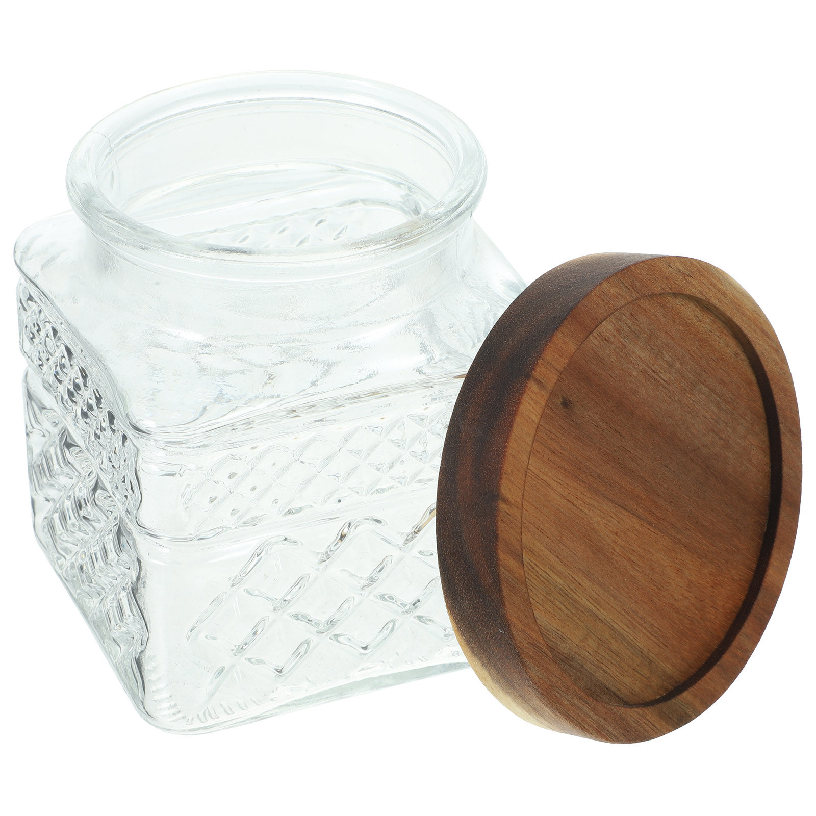 Food Storage Jars With Wooden Lids - 유리 보관 용기 밀폐형 캐니스터 나무