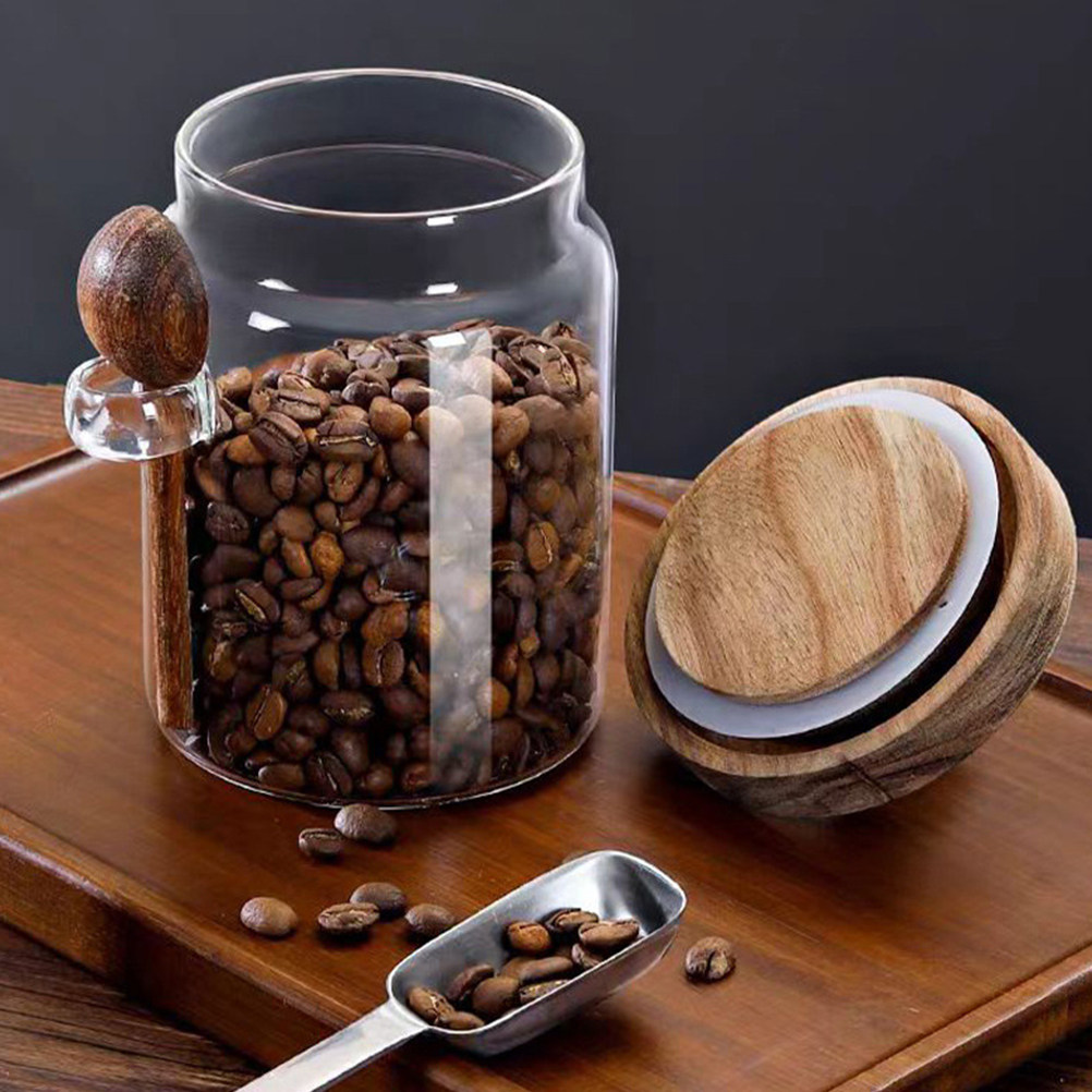 Food Storage Jars With Wooden Lids - 투명 유리 식품 보관 용기, 밀폐형
