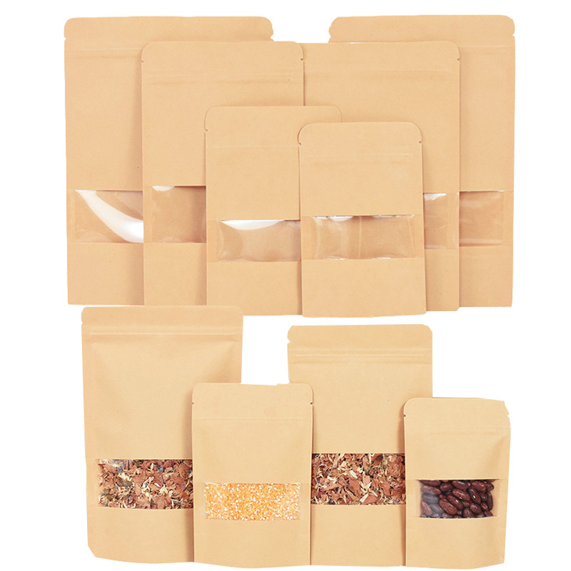Food Storage Zipper Bags - 20/50pcs 크래프트 종이 지퍼 잠금 가방