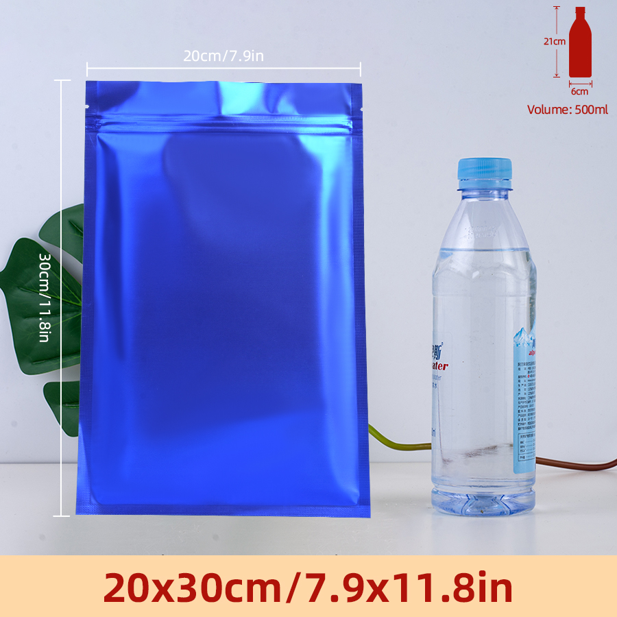 Food Storage Zipper Bags - 100개 무광택 블루 포일 지퍼 파우치,