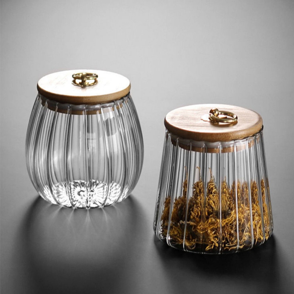 Food Storage Jars With Wooden Lids - 주방 식품 용기 밀폐 용기, 항아리