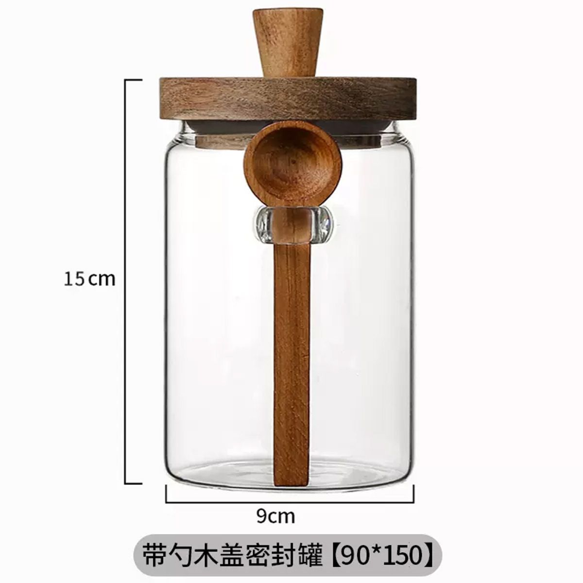 Food Storage Jars With Wooden Lids - 밀폐형 나무 뚜껑과 스푼이 있는 유리