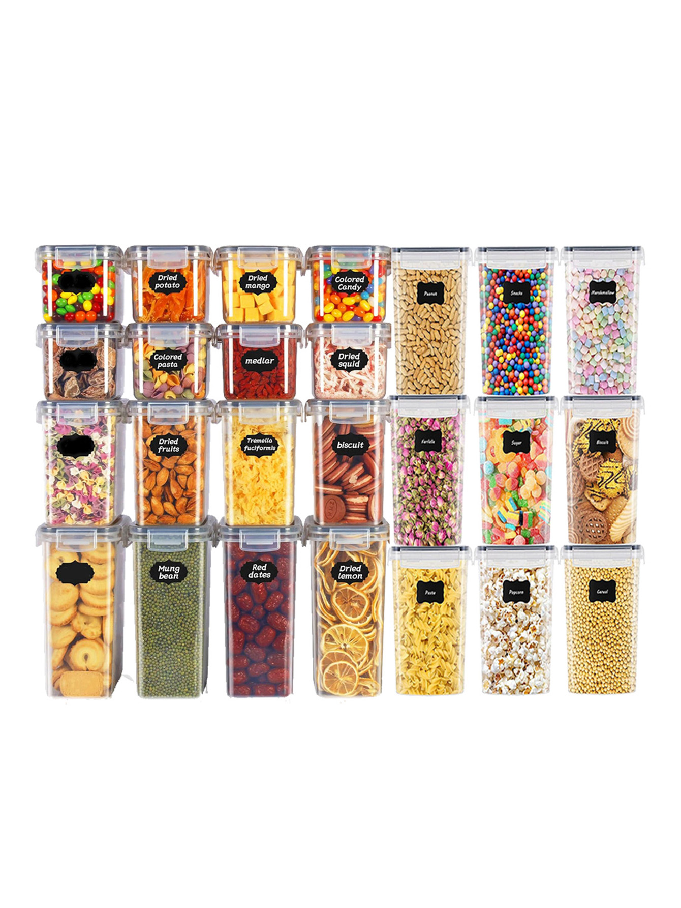 Food Storage Order - 48개, 뚜껑이 있는 밀폐형 식품 보관