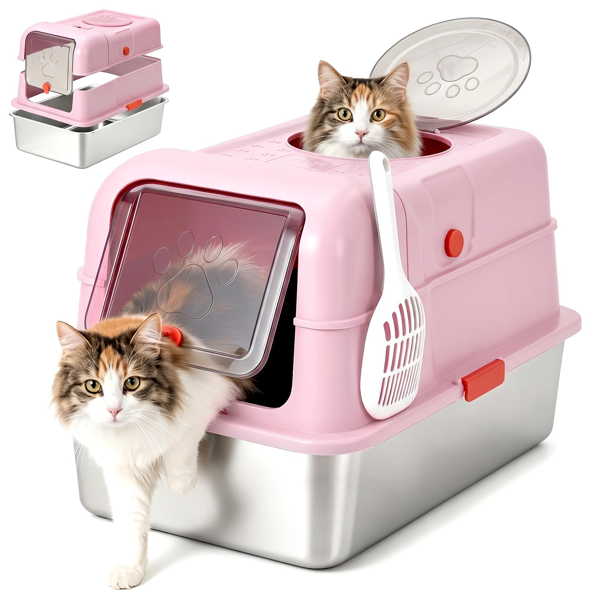 뚜껑이 있는 스테인리스 스틸 고양이 화장실, 대형견용  - Food Storage Xl 리뷰 및 가격