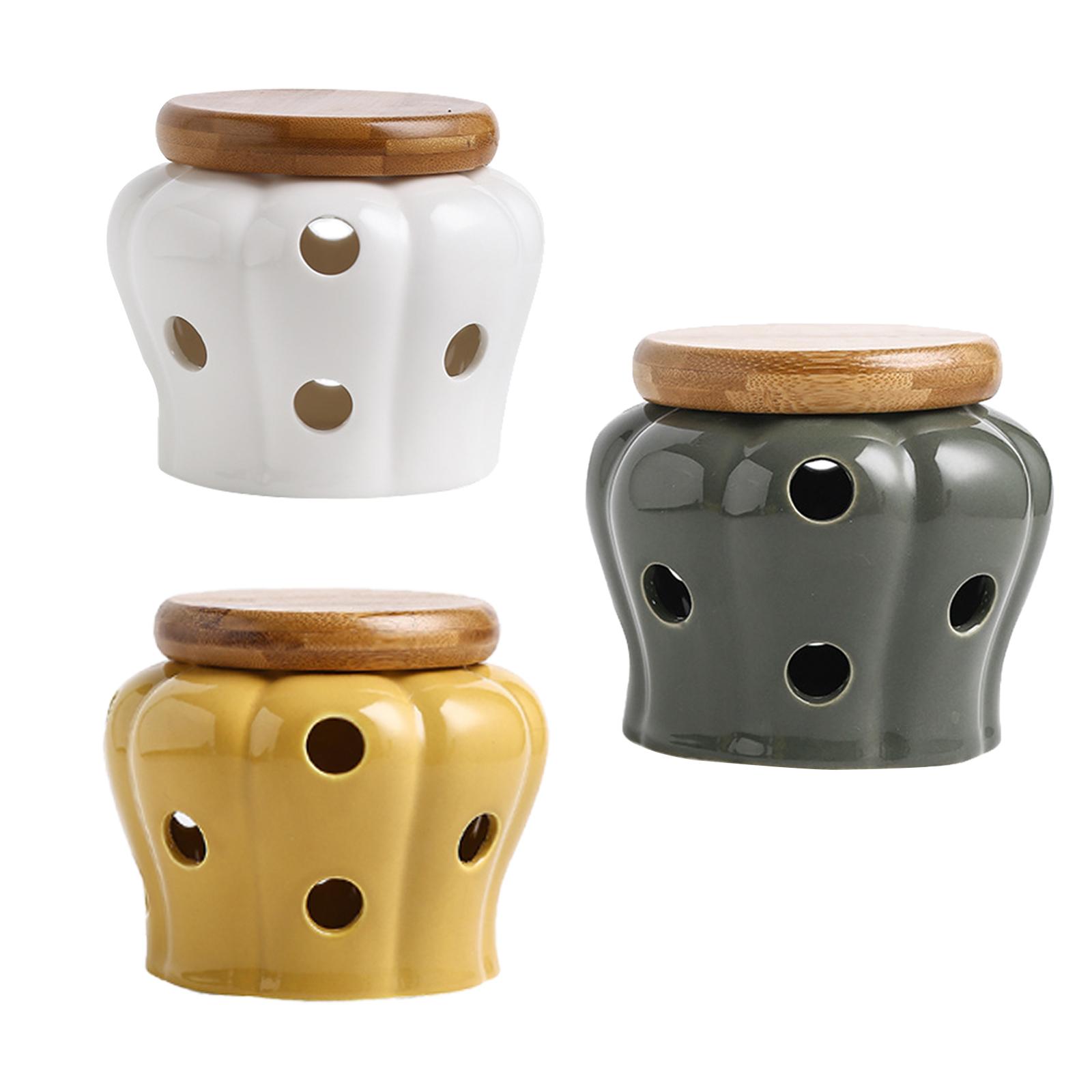 세라믹 마늘 보관함 (나무 뚜껑 포함) 호박 모양 마늘 - Food Storage Jars With Wooden Lids 리뷰 및 가격