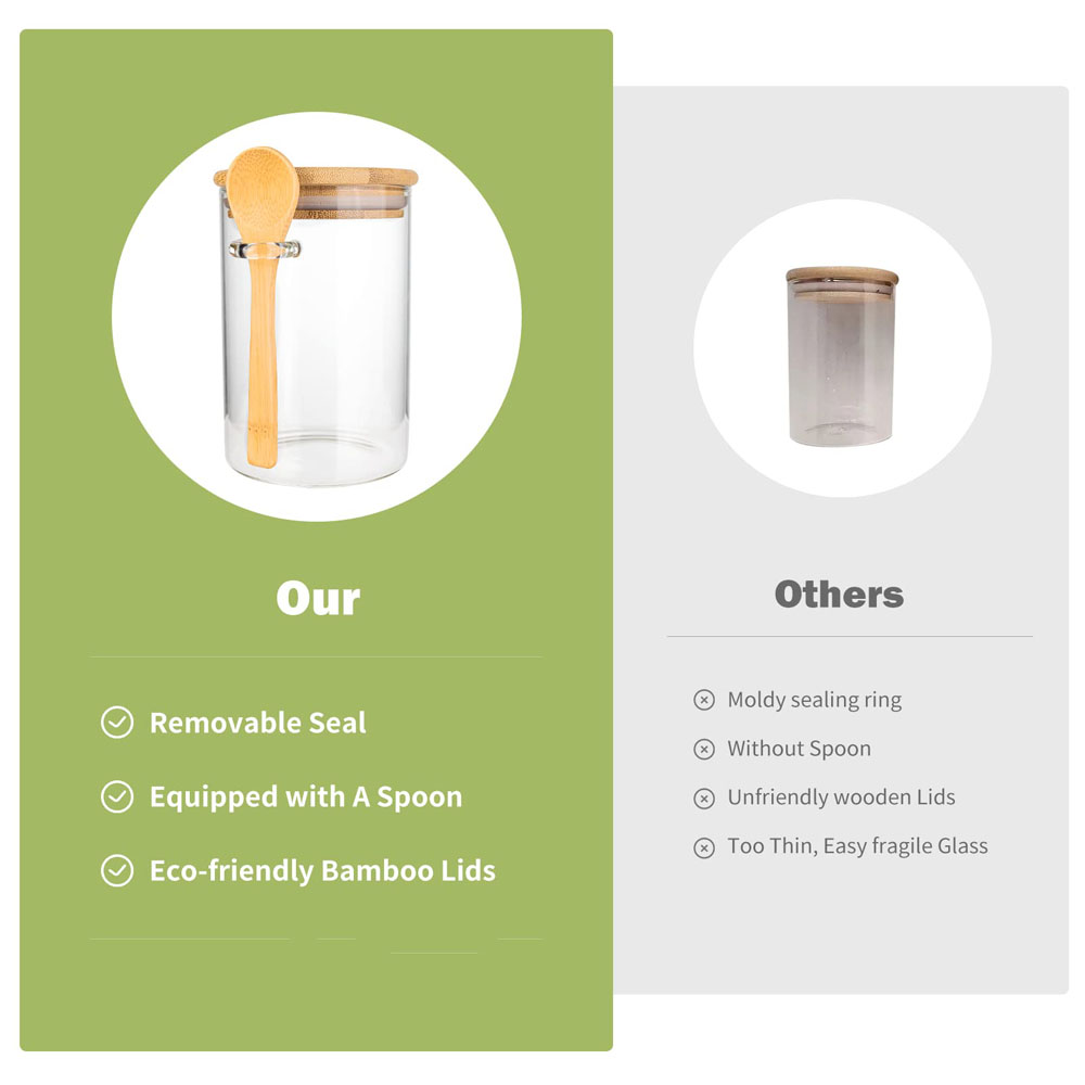 밀폐형 식품 보관 플라스틱 용기, 나무 숟가락과 뚜껑이 - Food Storage Jars With Wooden Lids 리뷰 및 가격