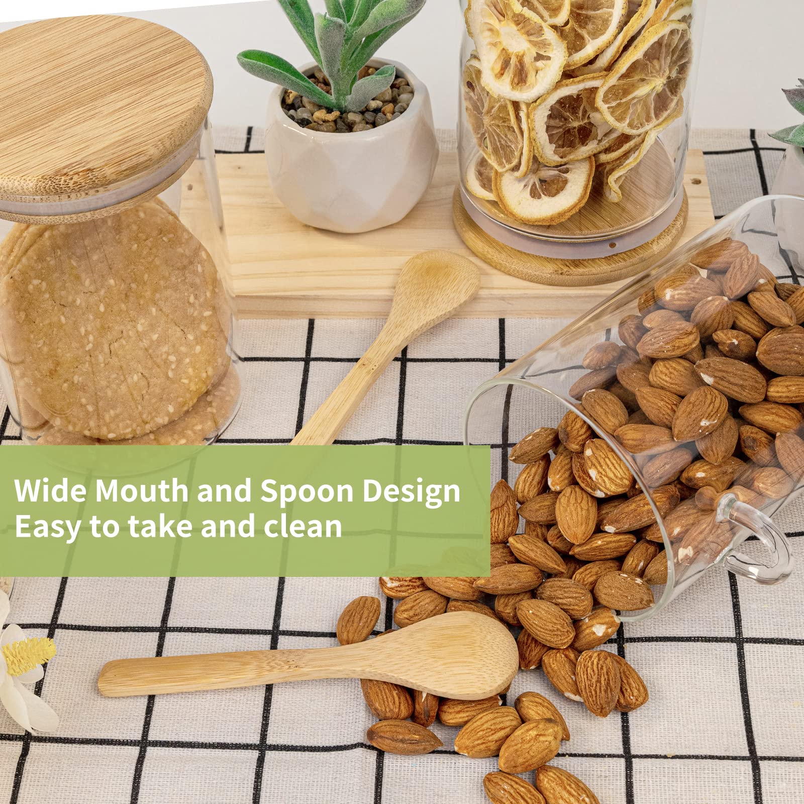 밀폐형 식품 보관 플라스틱 용기, 나무 숟가락과 뚜껑이 - Food Storage Jars With Wooden Lids 리뷰 및 가격