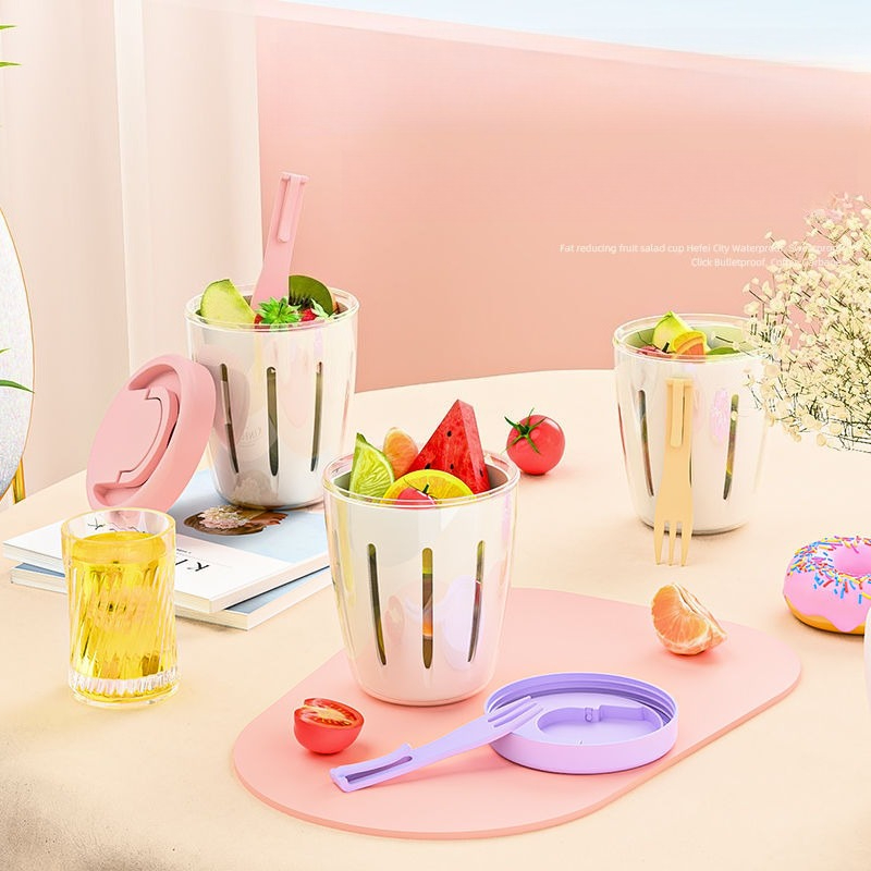 포크가 내장된 휴대용 원통형 식품 용기, 배수구가 있는 - Food Storage Containers Plastic Box 리뷰 및 가격