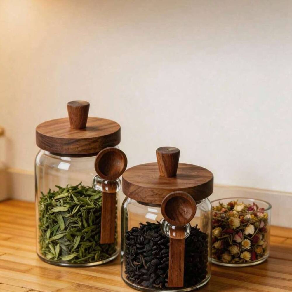 3개 세트 투명 유리병 나무 뚜껑 및 어울리는 스푼 포 - Food Storage Jars With Wooden Lids 리뷰 및 가격