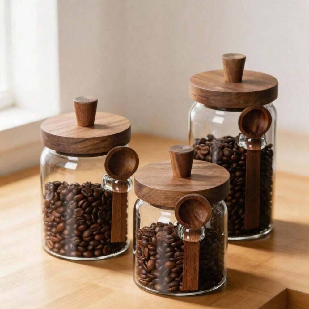 3개 세트 투명 유리병 나무 뚜껑 및 어울리는 스푼 포 - Food Storage Jars With Wooden Lids 리뷰 및 가격