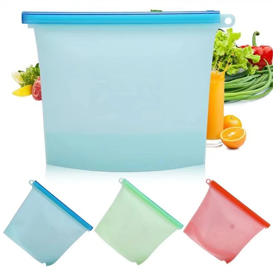 1000ml 재사용 가능한 실리콘 식품 등급 보관 가방 - Food Storage Zipper Bags 리뷰 및 가격