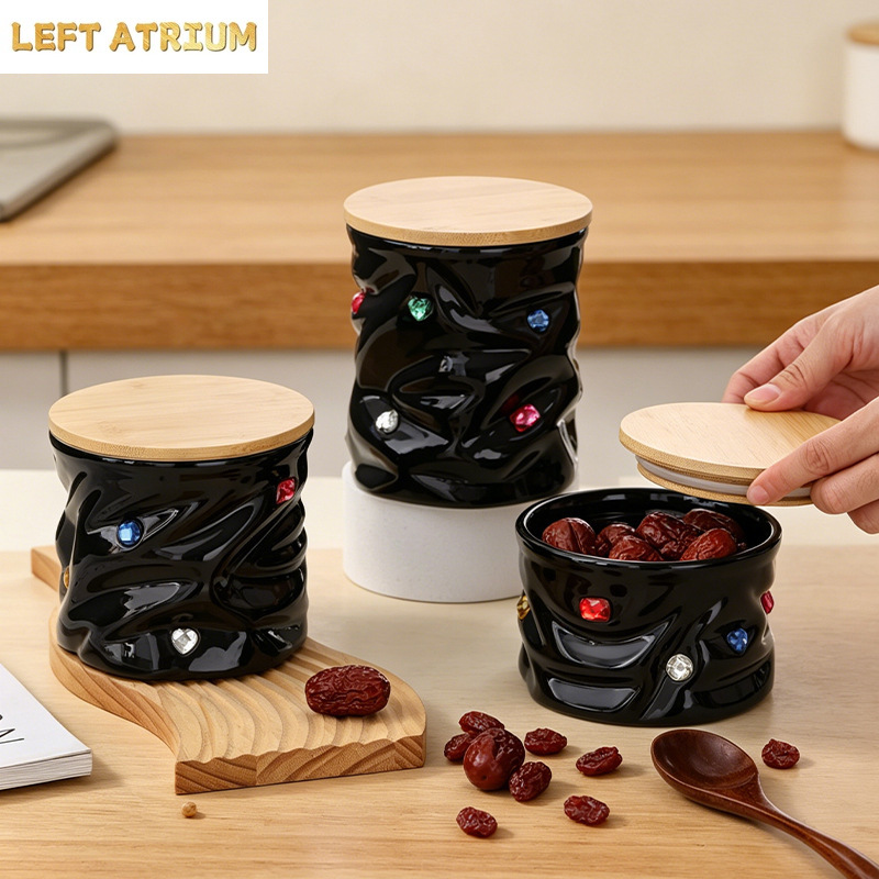 나무 뚜껑이 있는 보석 세라믹 병 방습 차 보관 용기  - Food Storage Jars With Wooden Lids 리뷰 및 가격