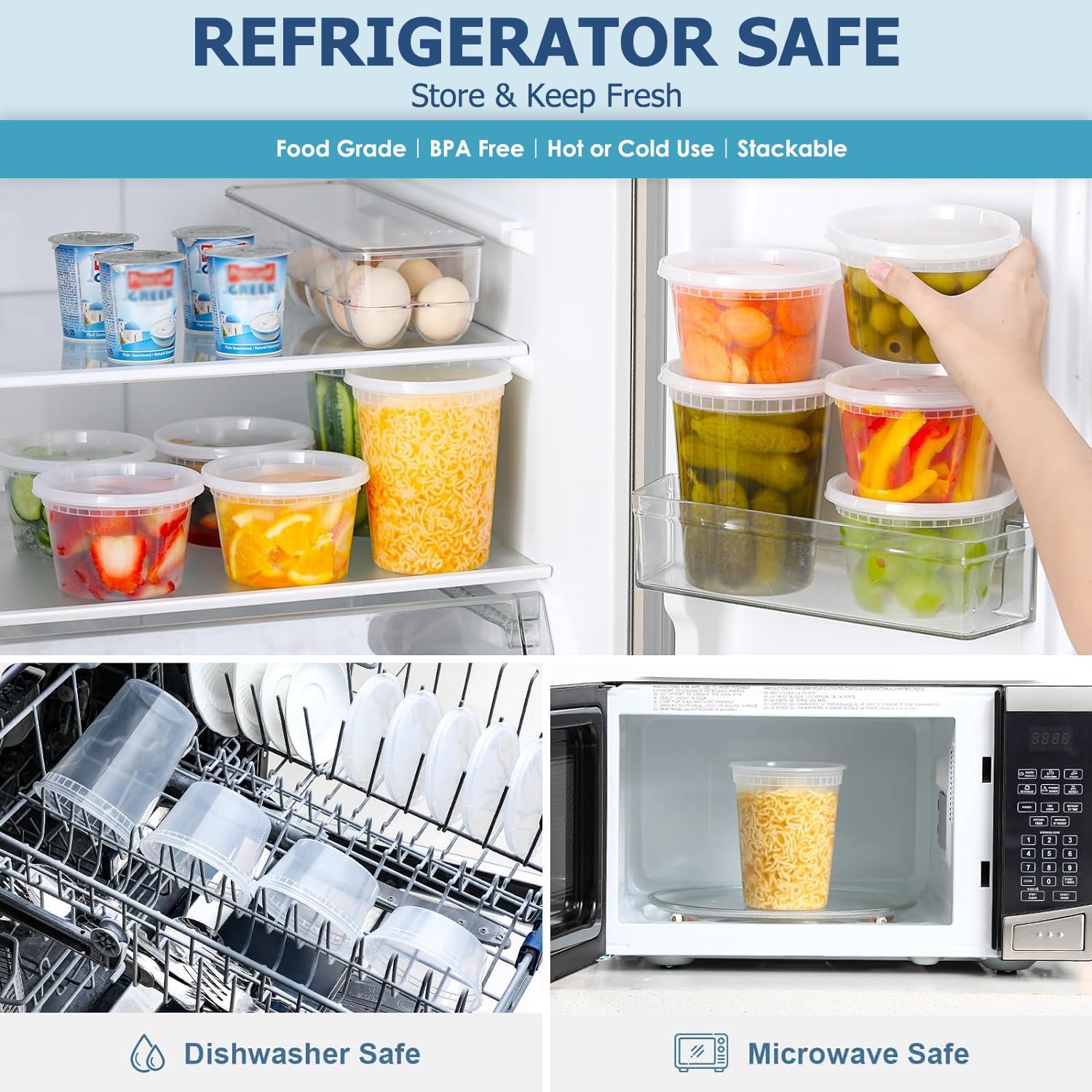 뚜껑이 있는 24개 델리 식품 보관 용기, 플라스틱 식 - Food Storage Eco Friendly 리뷰 및 가격