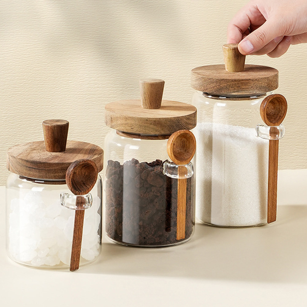 투명 유리 식품 보관 용기, 밀폐형 나무 뚜껑 커피 용 - Food Storage Jars With Wooden Lids 리뷰 및 가격