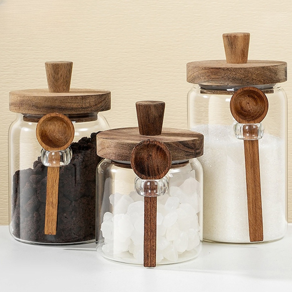 투명 유리 식품 보관 용기, 밀폐형 나무 뚜껑 커피 용 - Food Storage Jars With Wooden Lids 리뷰 및 가격