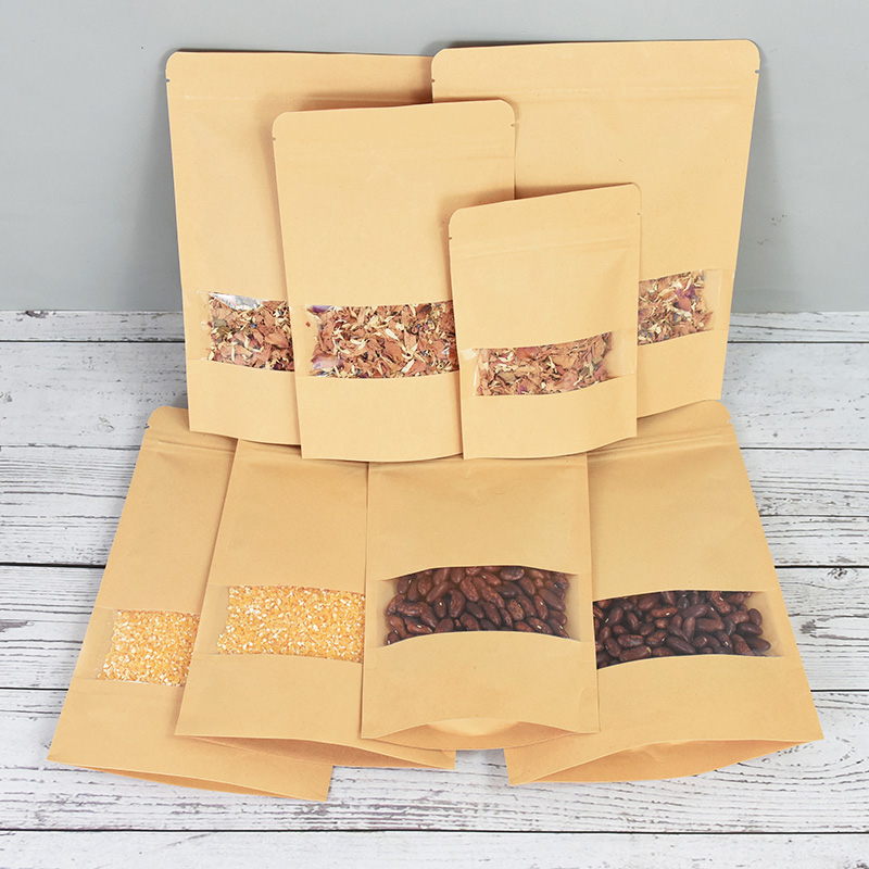20/50pcs 크래프트 종이 지퍼 잠금 가방 창 음식 - Food Storage Zipper Bags 리뷰 및 가격