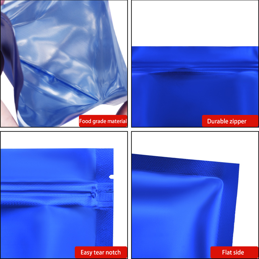 100개 무광택 블루 포일 지퍼 파우치, 수제 간식용  - Food Storage Zipper Bags 리뷰 및 가격