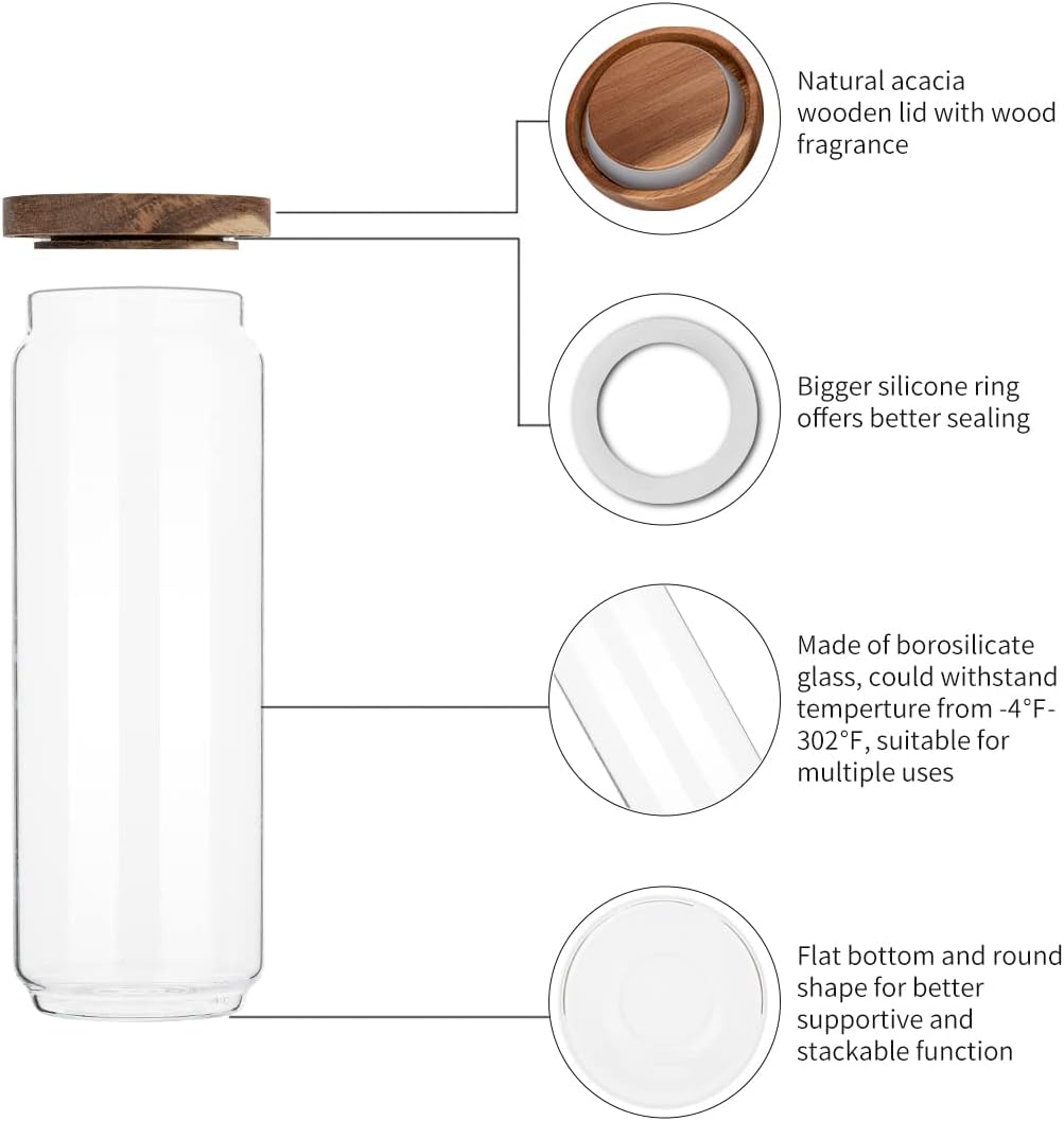 4팩 34온스 유리병 나무 뚜껑 포함, 유리 주방 용기 - Food Storage Jars With Wooden Lids 리뷰 및 가격