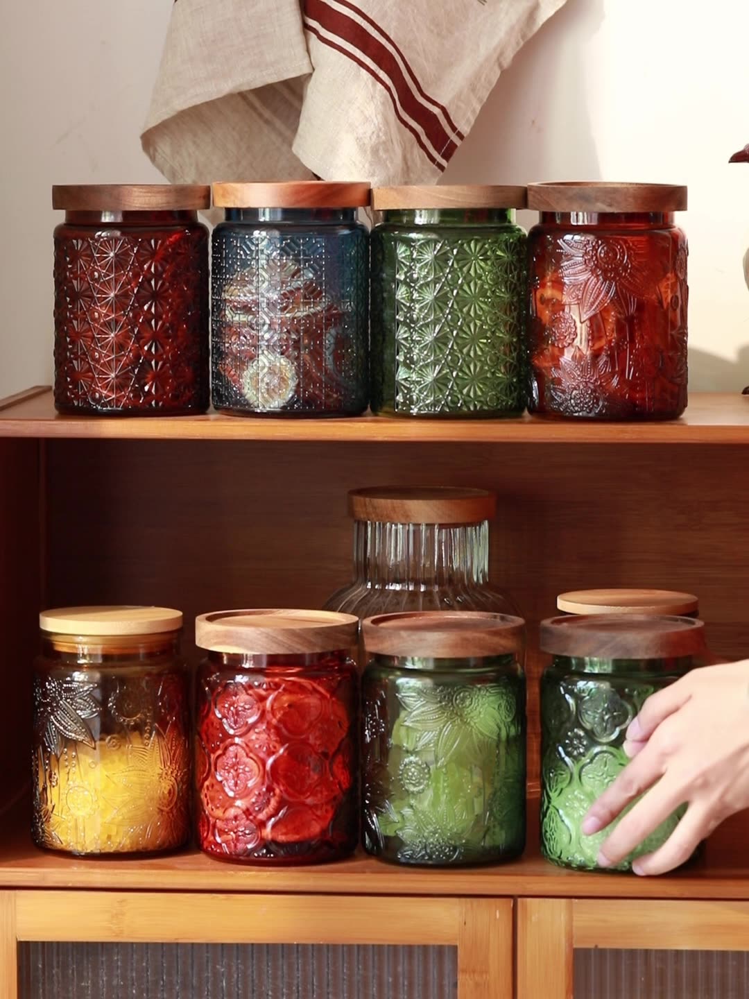 빈티지 유리 주방 보관 항아리, 밀폐 목재 뚜껑이 있는 - Food Storage Jars With Wooden Lids 리뷰 및 가격