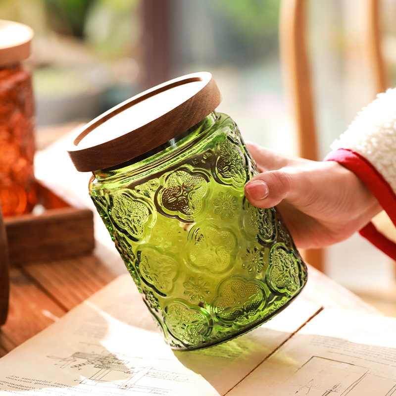 빈티지 유리 주방 보관 항아리, 밀폐 목재 뚜껑이 있는 - Food Storage Jars With Wooden Lids 리뷰 및 가격